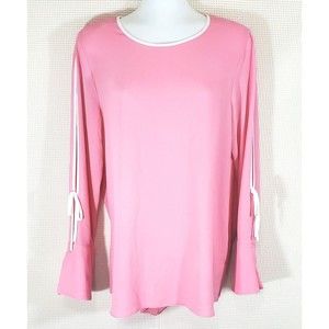 Vince Camuto Top Blouse Small Light Pink Tunic Long Slit Sleeves Sides